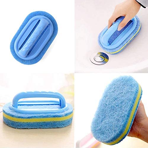 Cleaning Brush ,Bathroom Cleaning Sponge, Cleaning Sponge for Kitchen Bathtub  Bath Toilet Wall Floor Tile Scrub Brush with Handle 