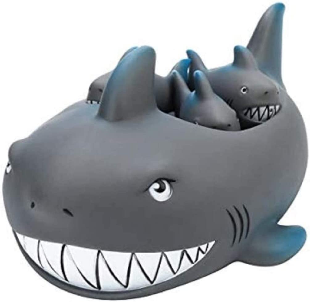 KOKSI 4 Piece Rubber Shark Bath Toy Set for Babies Toddlers Large