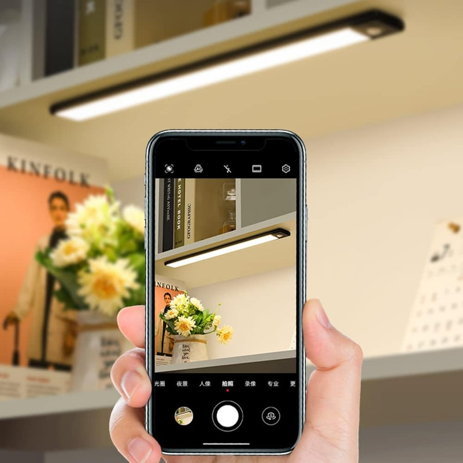 KOKSI Adjustable Brightness Under Cabinet Light No Drill Motion Sensor LED Lighting Wall Lamp USB Rechargeable Battery for Cupboard, Wardrobe, Closet, Kitchen