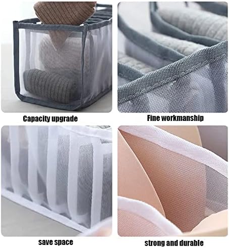 KOKSI Wardrobe Clothes Organiser, Closet Clothes Organisation and Storage Baskets, Mesh Drawer Boxes for Jeans, T-Shirts, Underwear, Socks (Pack of 3)