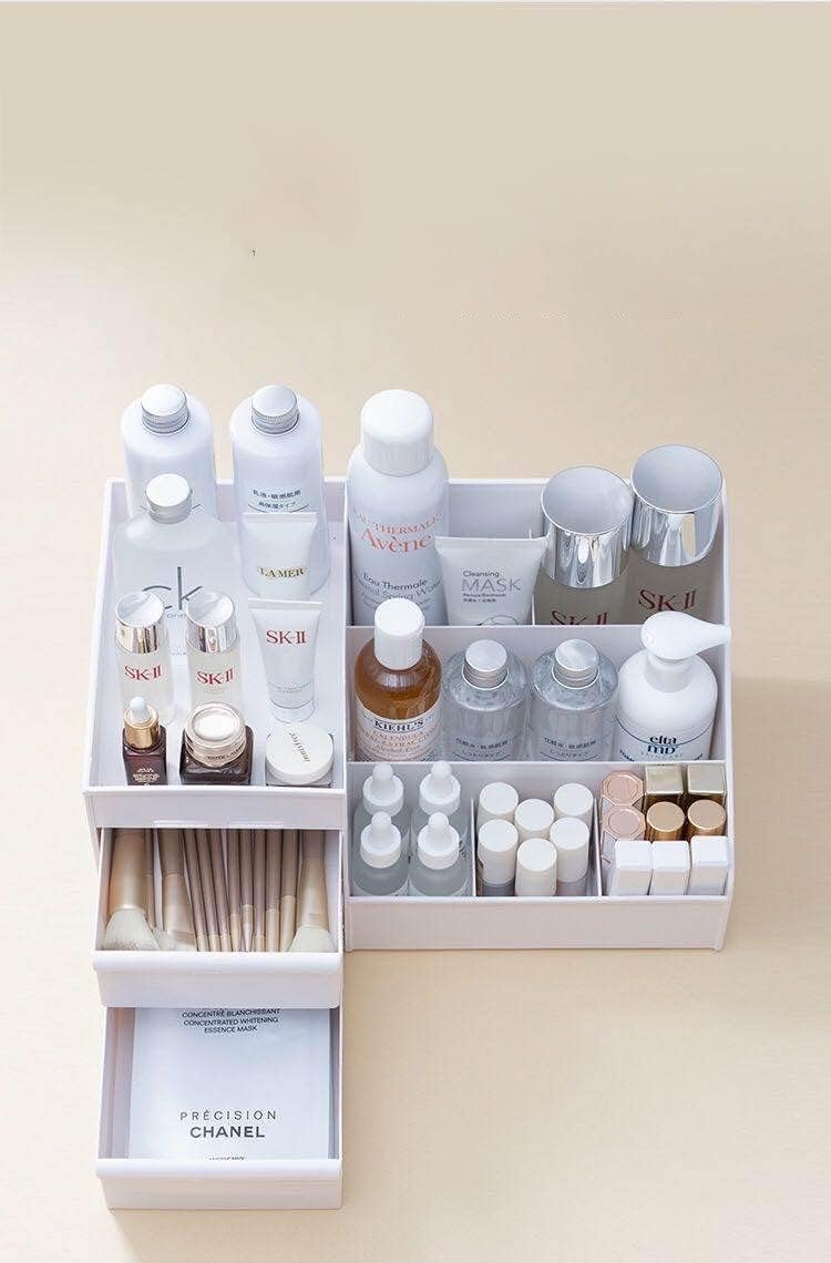 Premium Acrylic Makeup Organizer with Drawers - Cosmetic Organiser Storage Box for Bathroom, Desktop, Dresser