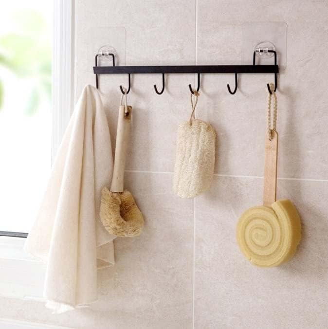 KOKSI Under Cabinet Utensil Hooks - No Drill Metal Hanger for Kitchen Organiser & Storage - Hook Holder for Utensils, Ladle, Spoon, Towel with 6 Hooks