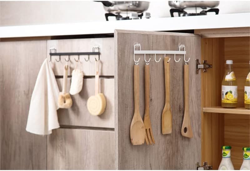 KOKSI Under Cabinet Utensil Hooks - No Drill Metal Hanger for Kitchen Organiser & Storage - Hook Holder for Utensils, Ladle, Spoon, Towel with 6 Hooks