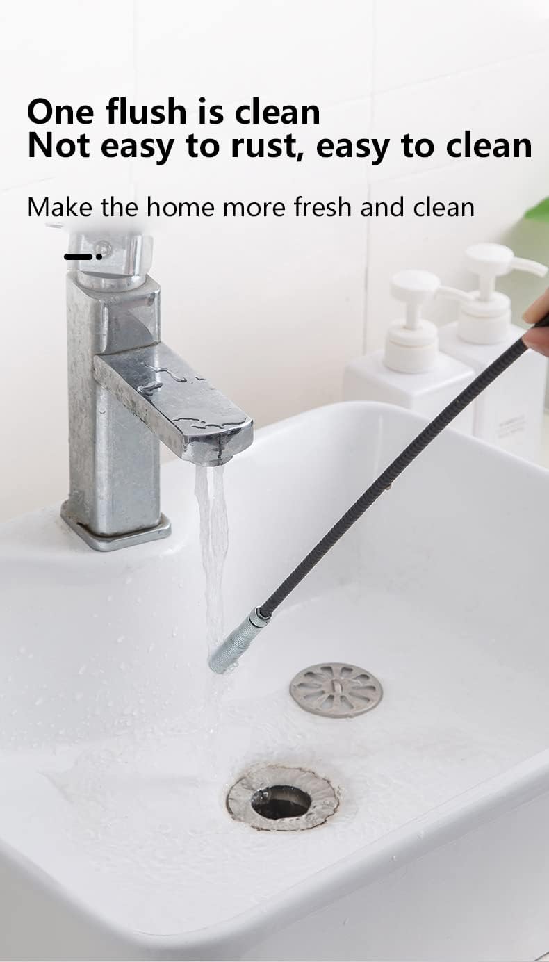 Drain Unblocker Wire Brush Efficient Long Sewer Pipe Unblocker Clear Clogs Quickly and Effectively, Bathroom Universal Flexible Cleaner, 160CM