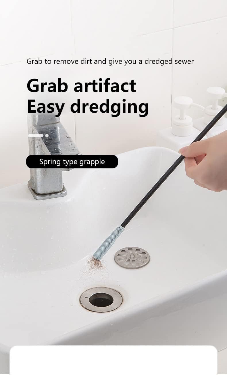 Drain Unblocker Wire Brush Efficient Long Sewer Pipe Unblocker Clear Clogs Quickly and Effectively, Bathroom Universal Flexible Cleaner, 160CM