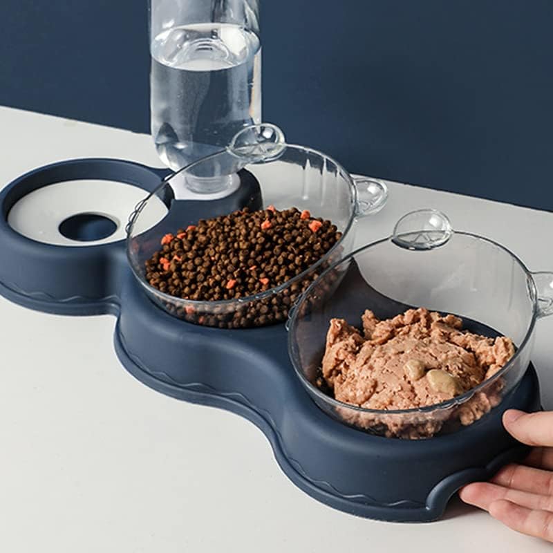 KOKSI Cat Feeder Bowl, Automatic Food and Water Dispenser Meal Bowls with Water Fontains, Feeding and Drinking Riseed Dishes for Cats and Dogs