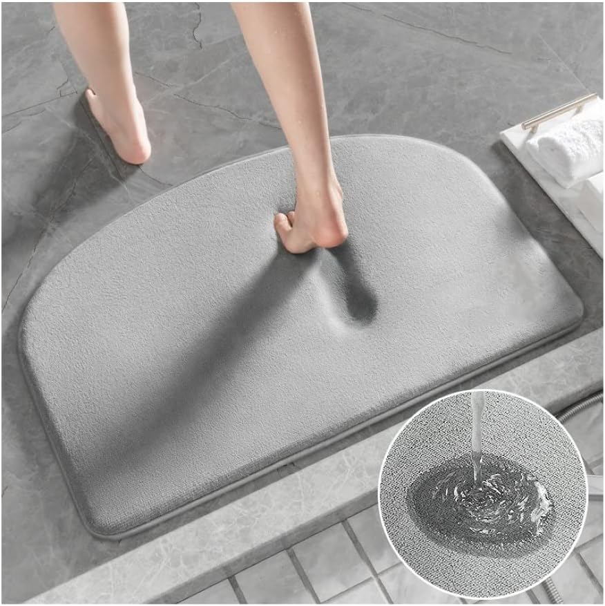 KOKSI Super Absorbent Bath Mat, Non-Slip Memory Foam Bathroom Rug, Modern Design Doormat Footpad Suitable for Toilet, Shower, Quick Drying