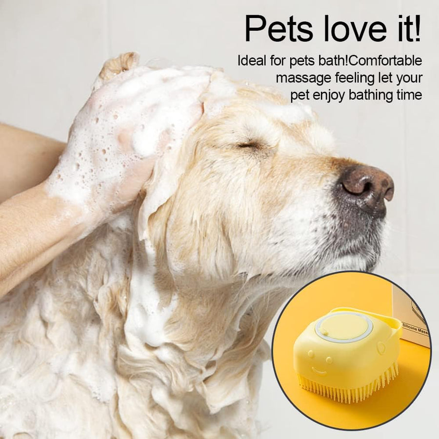 KOKSI Washing Brush for Dog Cat Pet, Shampoo Dispenser Scrubber with Soft Bristles Dog Bath Grooming for Short and Long Hair Suitable for Deshedding