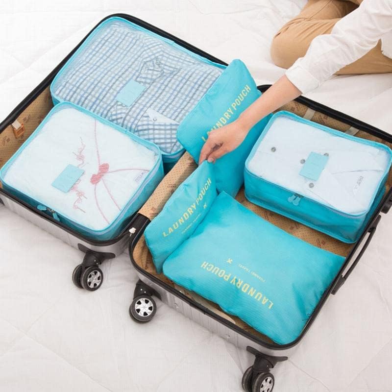 Packing Cubes Travel Storage Bag Set for Clothes, Laundry Pouch Suitcase Organiser for Luggage (Pack of 6)