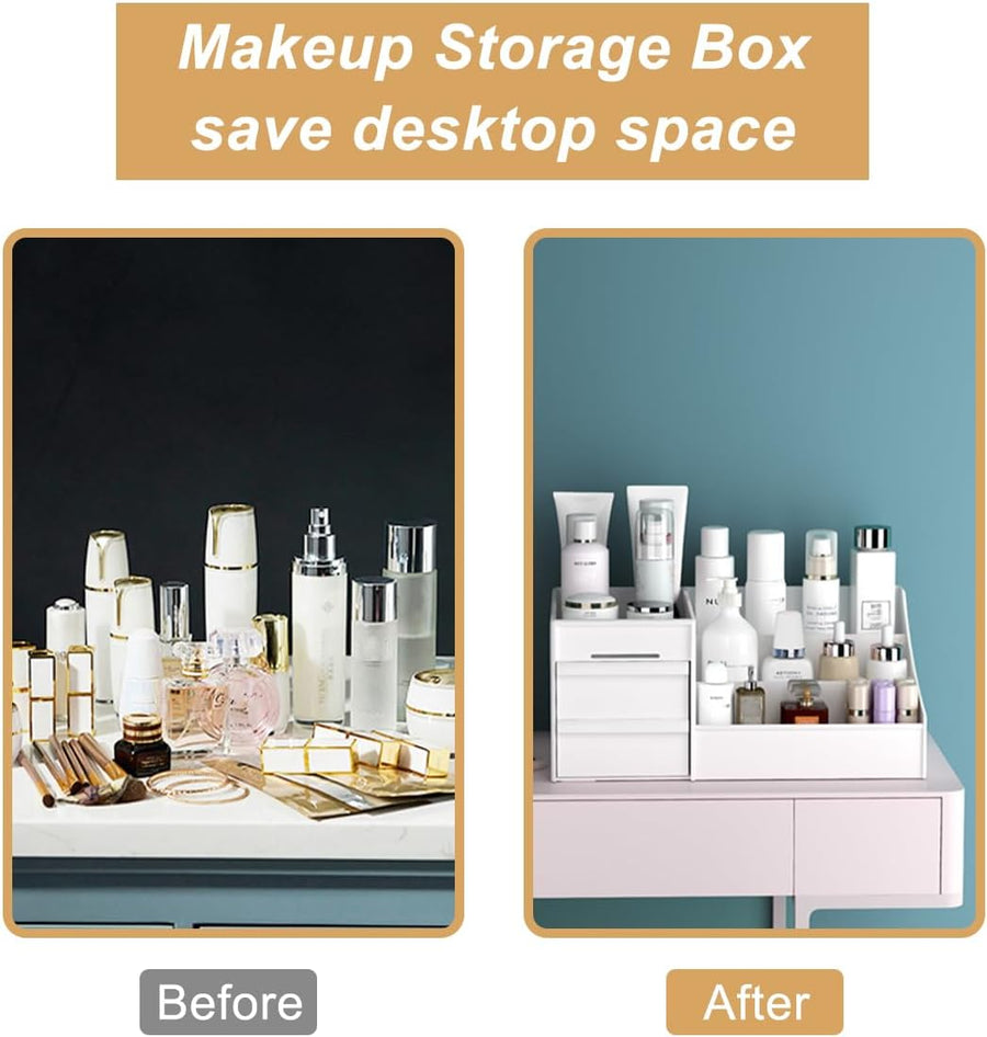 Premium Acrylic Makeup Organizer with Drawers - Cosmetic Organiser Storage Box for Bathroom, Desktop, Dresser