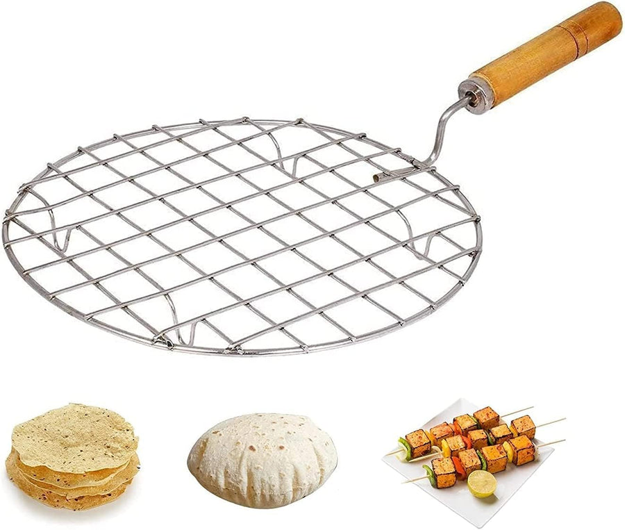 KOKSI Cooling Rack with Handle, 30cm Round Wire Baking Roasting Pan for Cooking, Stainless Steel Roaster