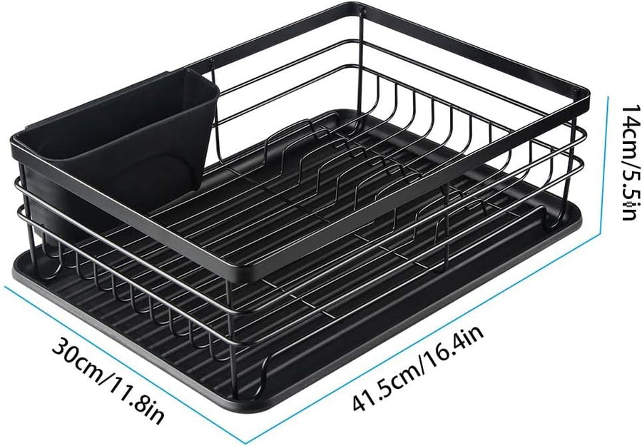 KOKSI Dish Drying Rack with Drainboard - Kitchen Space Saving Dish Rack Drainer for Dishes, Glass, Bowl, Pans - Over The Sink Counter Dish Rack