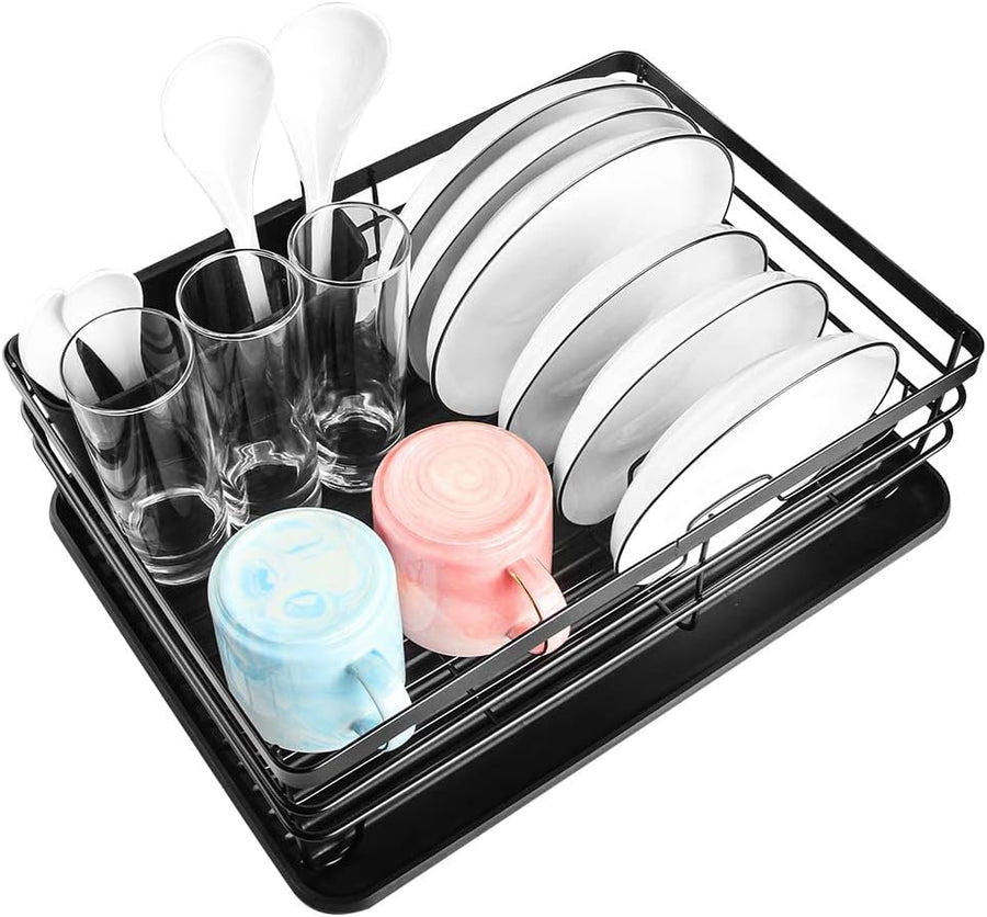 KOKSI Dish Drying Rack with Drainboard - Kitchen Space Saving Dish Rack Drainer for Dishes, Glass, Bowl, Pans - Over The Sink Counter Dish Rack