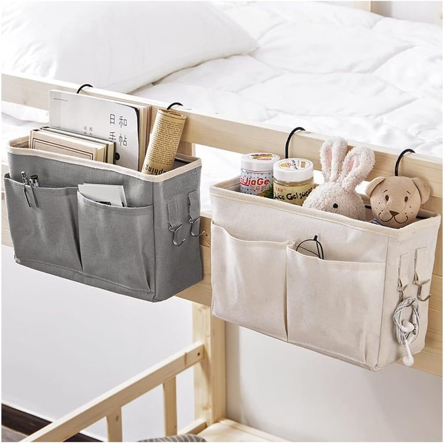 Bed Pockets Organiser, Bedside Hanging Storage Caddy for Magazine Books Remote Smartphone suitable for Sofa, Armrest, Bedroom