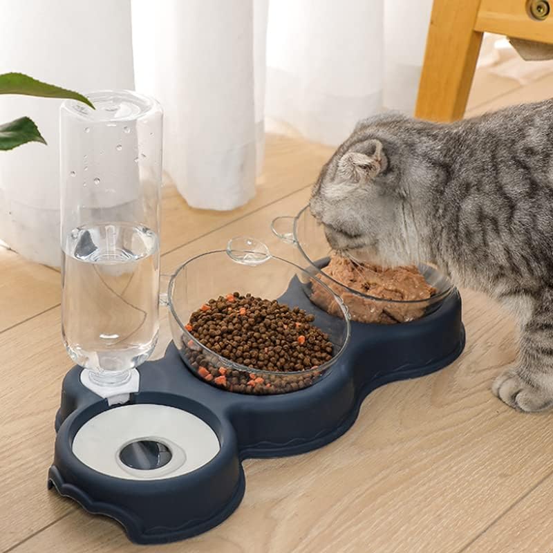 KOKSI Cat Feeder Bowl, Automatic Food and Water Dispenser Meal Bowls with Water Fontains, Feeding and Drinking Riseed Dishes for Cats and Dogs