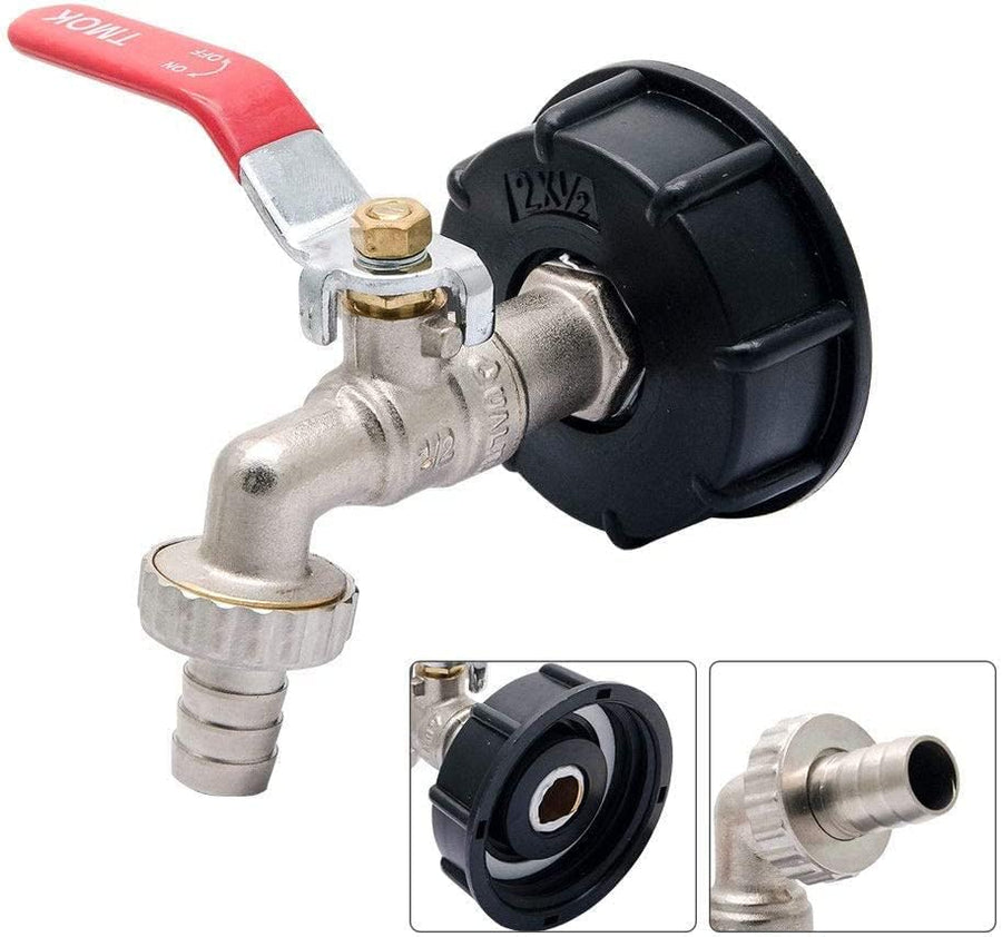 KOKSI IBC Tank Fittings, IBC Tank Adapter S60X6 to Brass Garden Tap with 1/2" Hose Fitting Oil Fuel Water Fitting Parts Connector Replace