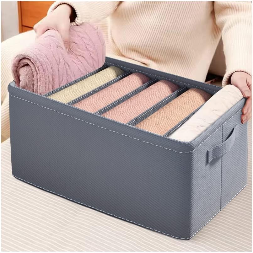 KOKSI Large Storage Bag, Foldable Clothes Organiser for Wardrobe, Storage Container Closet Bin for Jeans, Hoodies, Shirts, Pants and more