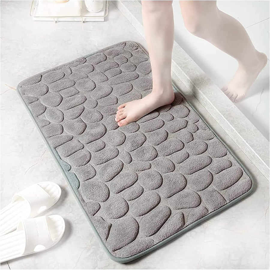 Memory Foam Bath Mat Velvet Non-Slip Carpet Floor Water Absorber Ideal for Bathroom, Toilet, Shower, 40 x 60 cm