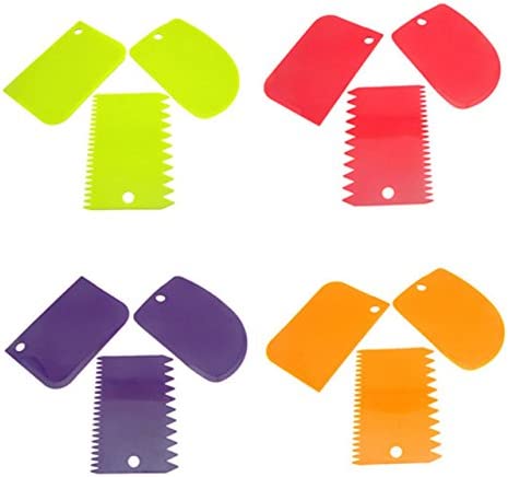 3 Pcs Plastic Cake Scraper Spatula Set Pastry Dough Fondant Cream Cake Edge Side Decorating Comb and Icing Smoother Cutters