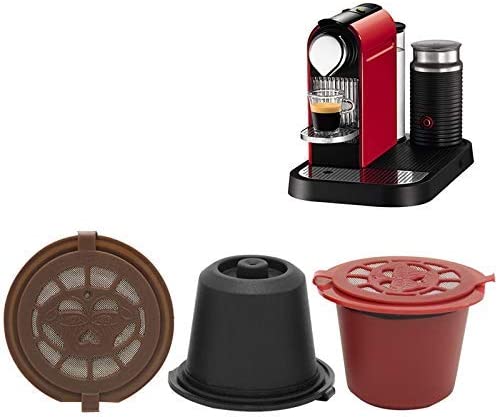 3-Piece Reusable and Refillable Nespresso Coffee Capsule Set with Plastic Spoon and Brush