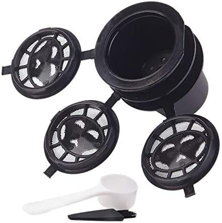 3-Piece Reusable and Refillable Nespresso Coffee Capsule Set with Plastic Spoon and Brush