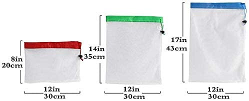 KOKSI 12-Piece Reusable Mesh Produce Bags, Washable and Lightweight