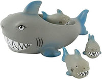KOKSI 4-Piece Rubber Shark Bath Toy Set for Babies, Toddlers, Large