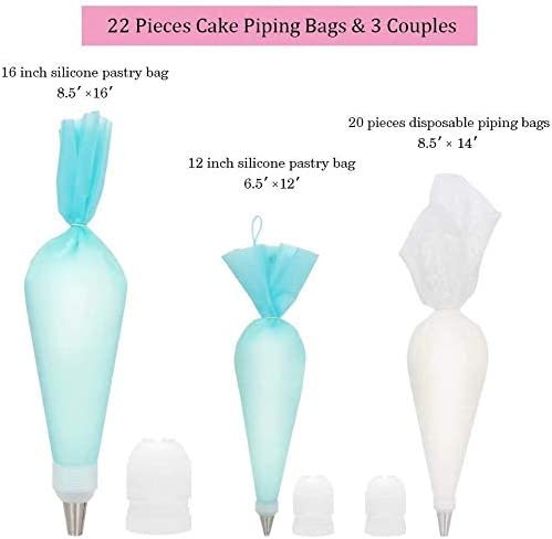 Cake Decorating Supplies, Frosting Piping Nozzles Tips, Reusable + Disposable Pastry Bags