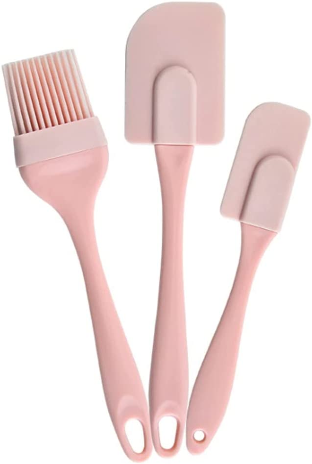 KOKSI 3-Piece Silicone Cream Scraper, Spatula and Brush Set, Heat-Resistant, Non-Stick, Flexible Rubber