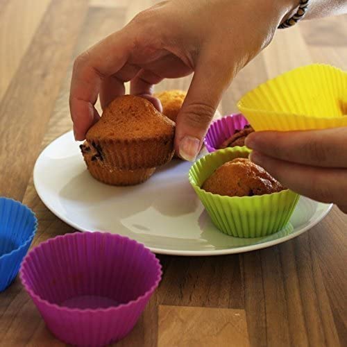 KOKSI Reusable Silicone Baking Cups, BPA-Free Cupcake Molds (12-Pack)