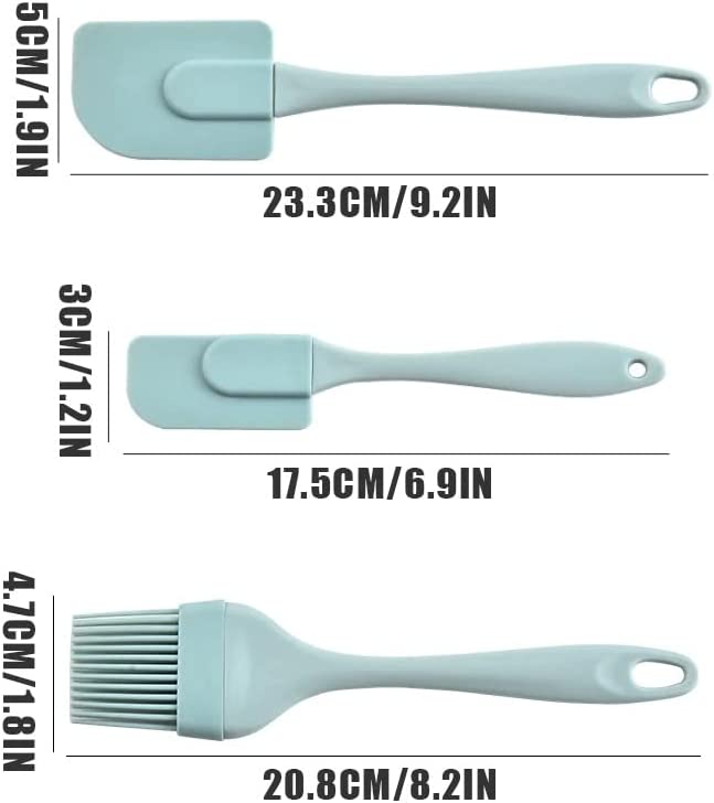 KOKSI 3-Piece Silicone Cream Scraper, Spatula and Brush Set, Heat-Resistant, Non-Stick, Flexible Rubber