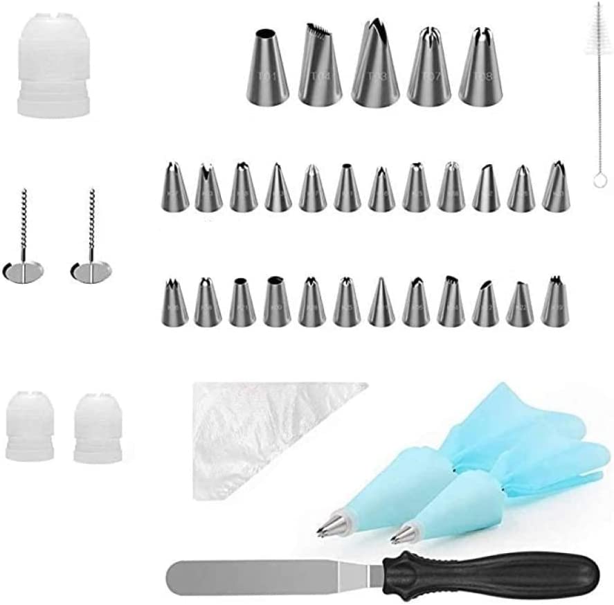 Cake Decorating Supplies, Frosting Piping Nozzles Tips, Reusable + Disposable Pastry Bags