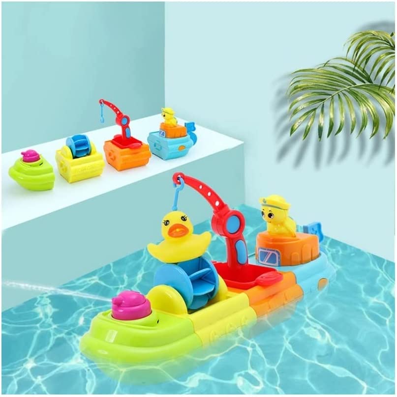 KOKSI 12-Piece Wind-Up Boat Bath Toy for Kids, Baby, Toddler