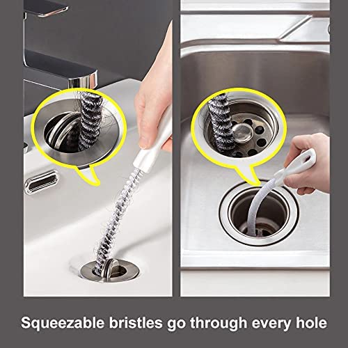 Flexible Drain Brush Elastic Hose Pipe Straw Cleaning Tube Brush with Wire Loop Handle Kitchen Drain Unblocker Cleaner Bathroom Sink Cleaning