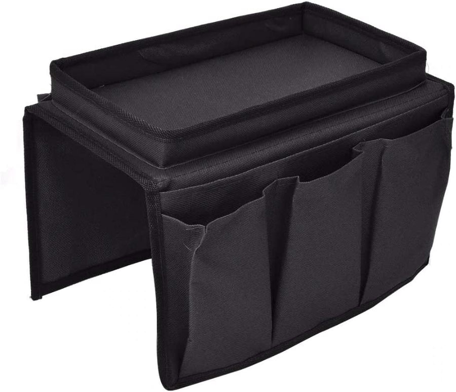 Sofa Armrest and Bedside Storage Caddy with 5 Pockets, Suitable for Remotes, Magazines, Tablets, Phones, Laptops, Snacks, Drinks