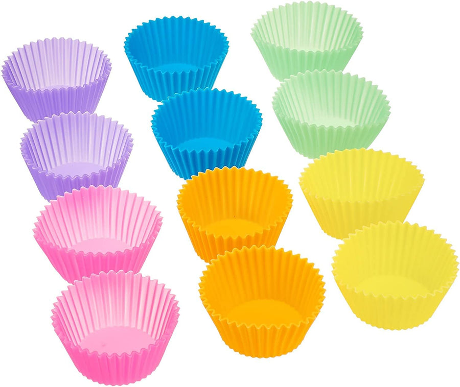 KOKSI Reusable Silicone Baking Cups, BPA-Free Cupcake Molds (12-Pack)