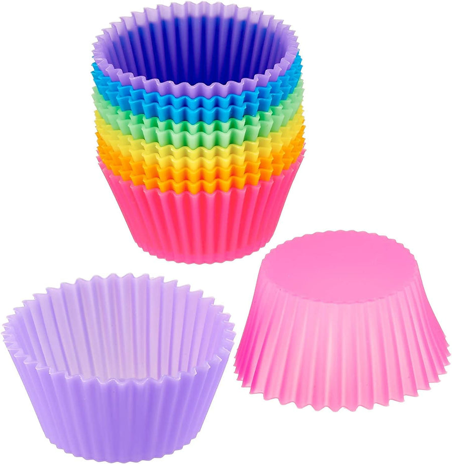 KOKSI Reusable Silicone Baking Cups, BPA-Free Cupcake Molds (12-Pack)