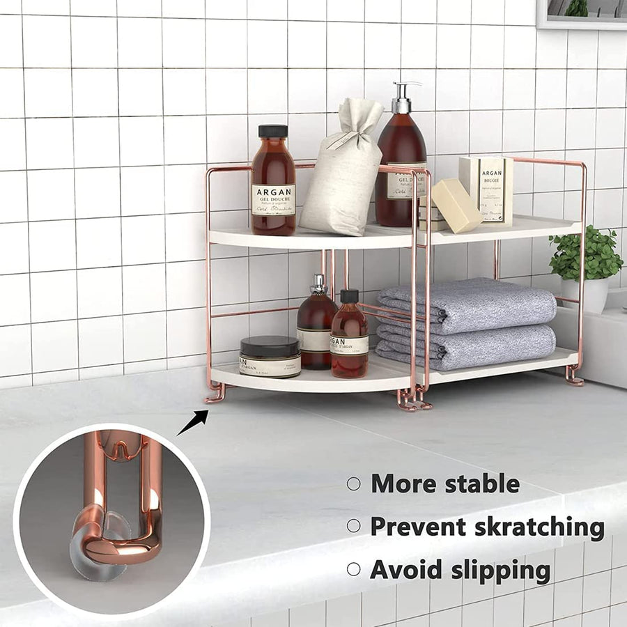 KOKSI 2-Tier Bathroom Corner Organiser for Bathroom, Kitchen, Toilet, Bedroom, Makeup, Cosmetics