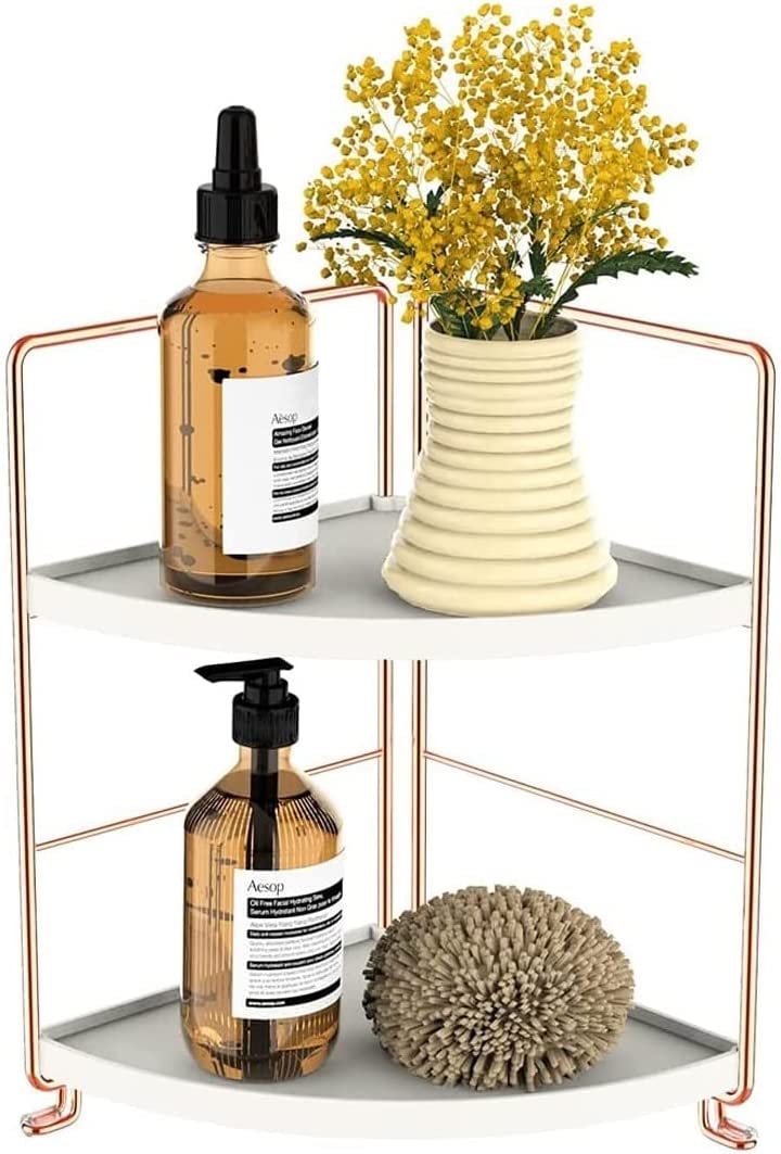 KOKSI 2-Tier Bathroom Corner Organiser for Bathroom, Kitchen, Toilet, Bedroom, Makeup, Cosmetics