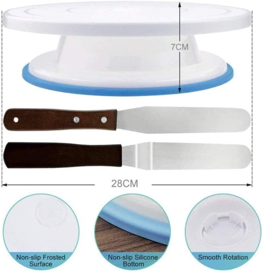 69-Piece Professional Cake Decorating Set with Turntable, Spatulas, Piping Bags, Nozzles, Icing Smoother, Measuring Spoons, Brush Cleaner and More