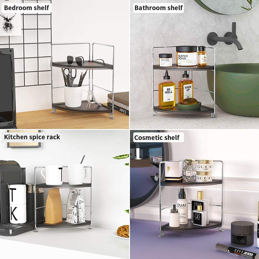 KOKSI 2-Tier Bathroom Corner Organiser for Bathroom, Kitchen, Toilet, Bedroom, Makeup, Cosmetics
