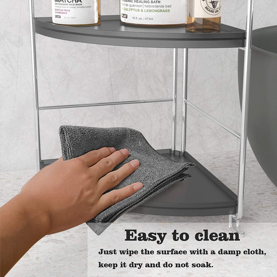 KOKSI 2-Tier Bathroom Corner Organiser for Bathroom, Kitchen, Toilet, Bedroom, Makeup, Cosmetics