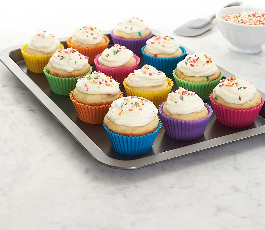 KOKSI Reusable Silicone Baking Cups, BPA-Free Cupcake Molds (12-Pack)