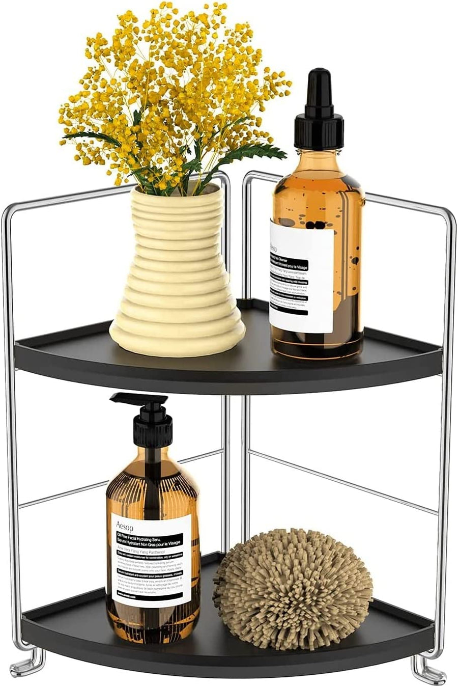 KOKSI 2-Tier Bathroom Corner Organiser for Bathroom, Kitchen, Toilet, Bedroom, Makeup, Cosmetics