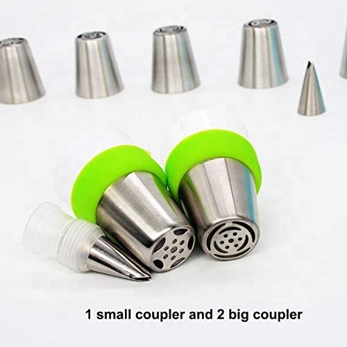 13pcs/Set Cake Decorating Equipment Icing Decoration Kit Russian Piping Nozzles + Silicone Pastry Bags Tool Piping Cream Stainless Steel Nozzles