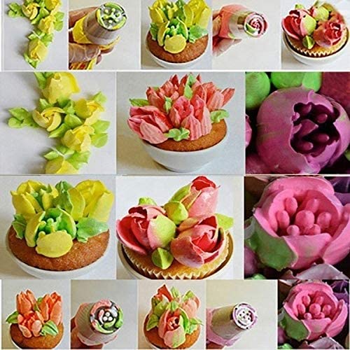 13pcs/Set Cake Decorating Equipment Icing Decoration Kit Russian Piping Nozzles + Silicone Pastry Bags Tool Piping Cream Stainless Steel Nozzles