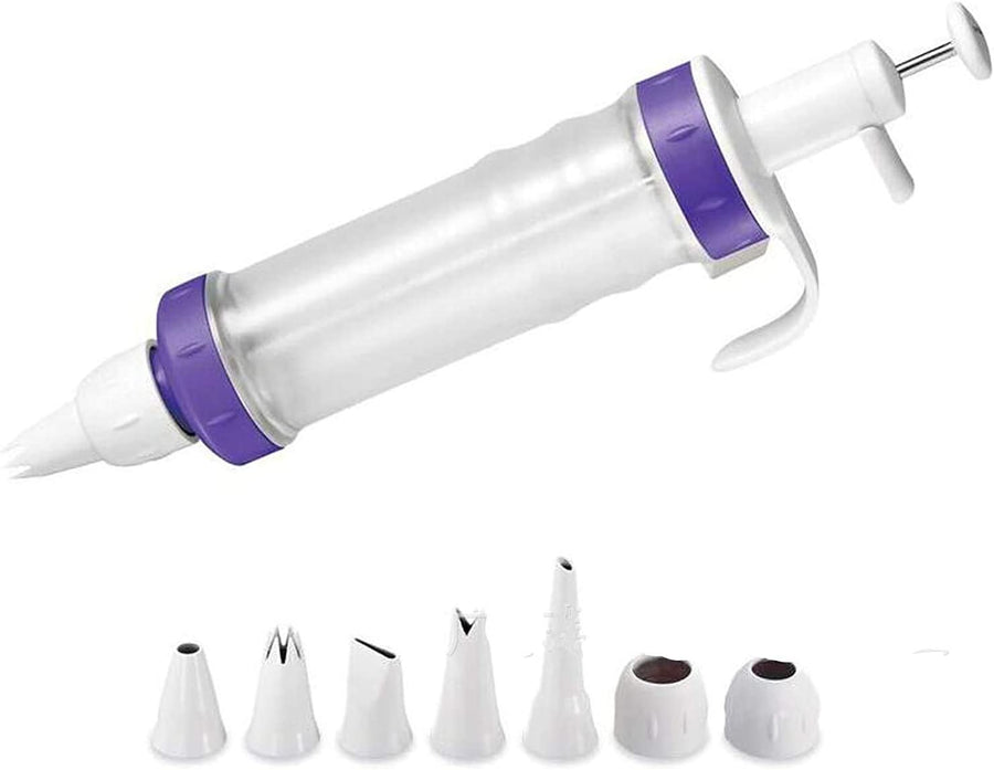 KOKSI Cake Decorating Pen + 7 Pieces Icing Decoration Tips Dessert Decorator Piping Cream Plastic Nozzles Decorator Pastry Cream Making Set