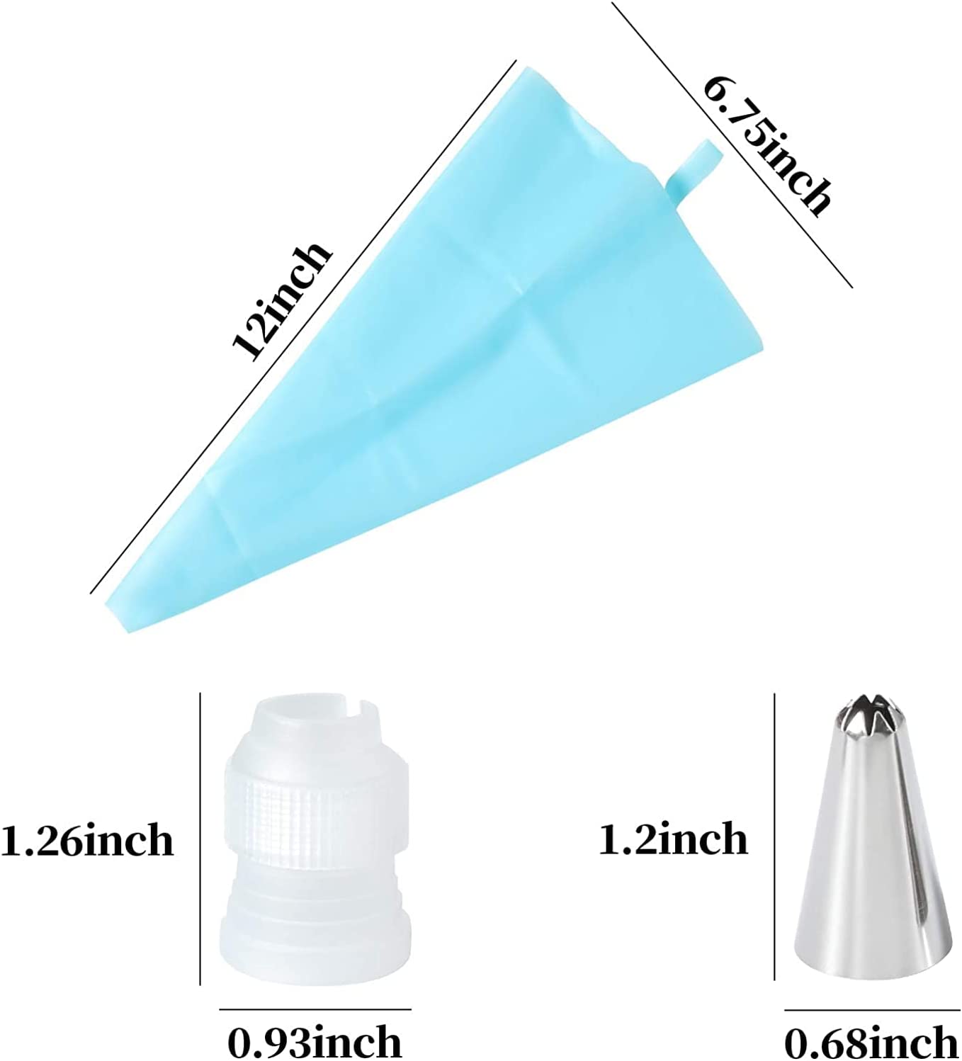 Cake Decorating Set, 14Piece Piping Bag and Nozzle Set with Silicone