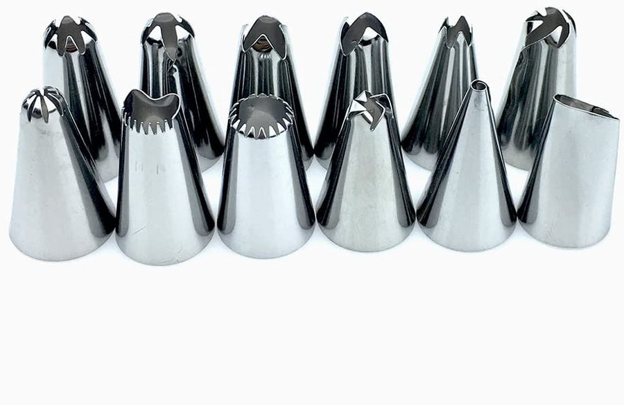 Cake Decorating Set, 14-Piece Piping Bag and Nozzle Set with Silicone Bag, 12 Nozzles, 1 Coupler