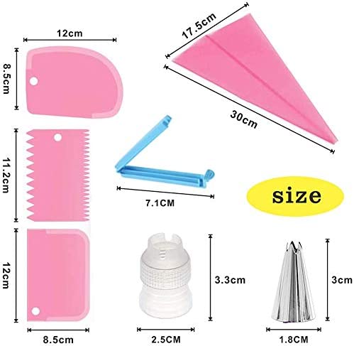 KOKSI 20-Piece Cake Decorating Kit with Silicone Pastry Bag, 14 Piping Tips, 1 Coupler, 3 Cake Scrapers